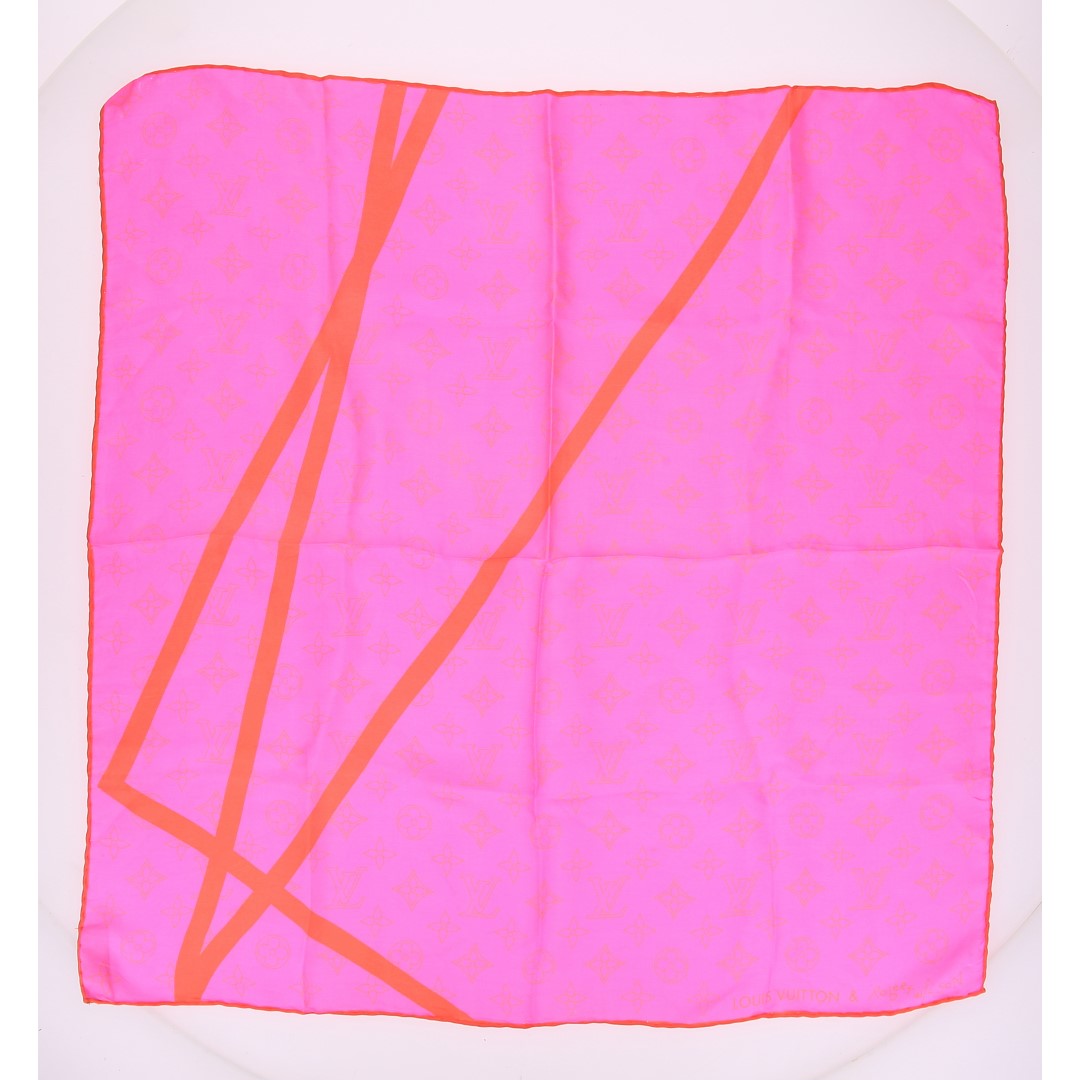 LOUIS VUITTON BANDANA 'ROBERT WILSON' AUS SEIDE IN PINK