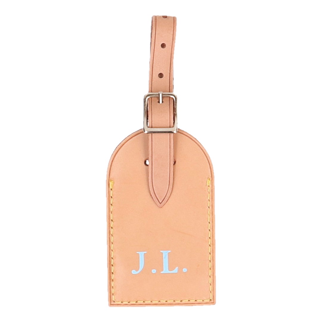 LOUIS VUITTON - J.L. - ADRESSANHÄNGER - TRAVEL TAG MIT INITIALEN AUS VVN LEDER IN MITTELBRAUN