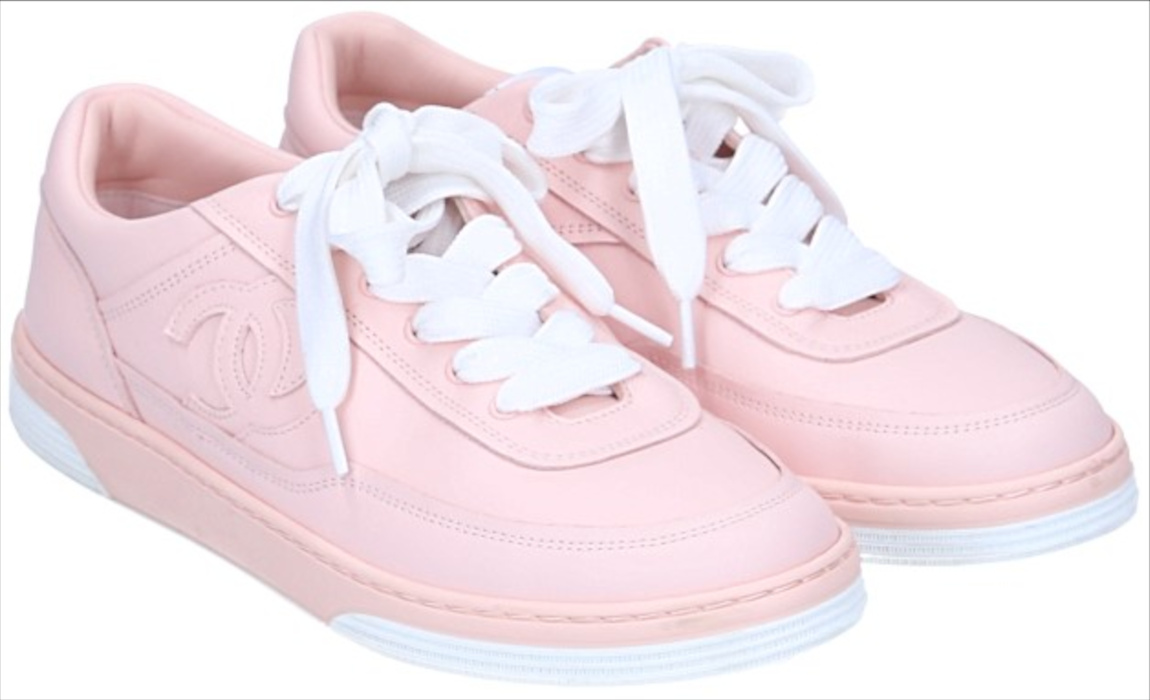 CHANEL SNEAKER SCHUHE AUS SUEDE LEDER IN ROSA UND WEISS GR. 38 (L G39978)