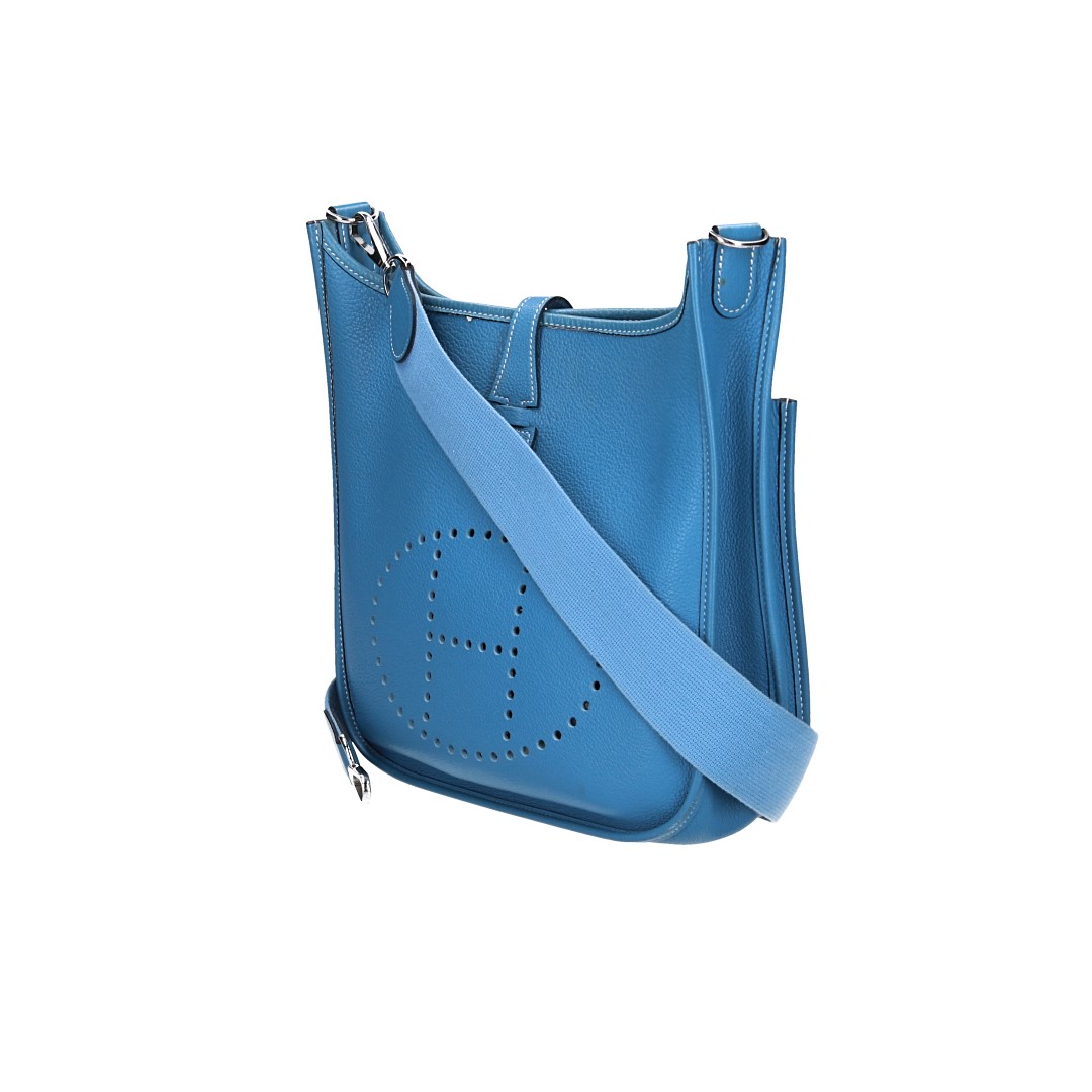 HERMÈS ÉVELYNE II PM HANDTASCHE AUS TAURILLON CLEMENCE LEDER IN BLEU JEAN MIT PHW