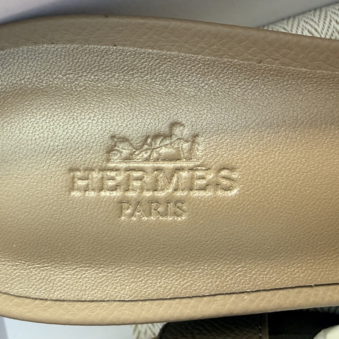 HERMÈS SANDALEN SCHUHE 'OASIS' AUS VEAU EPSOM IN ETOUPE IN GR. 40