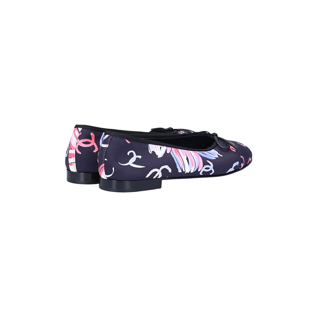 CHANEL BALLERINA SCHUHE AUS TEXTIL IN MEHRFARBIG GR. 37 (F G02819)