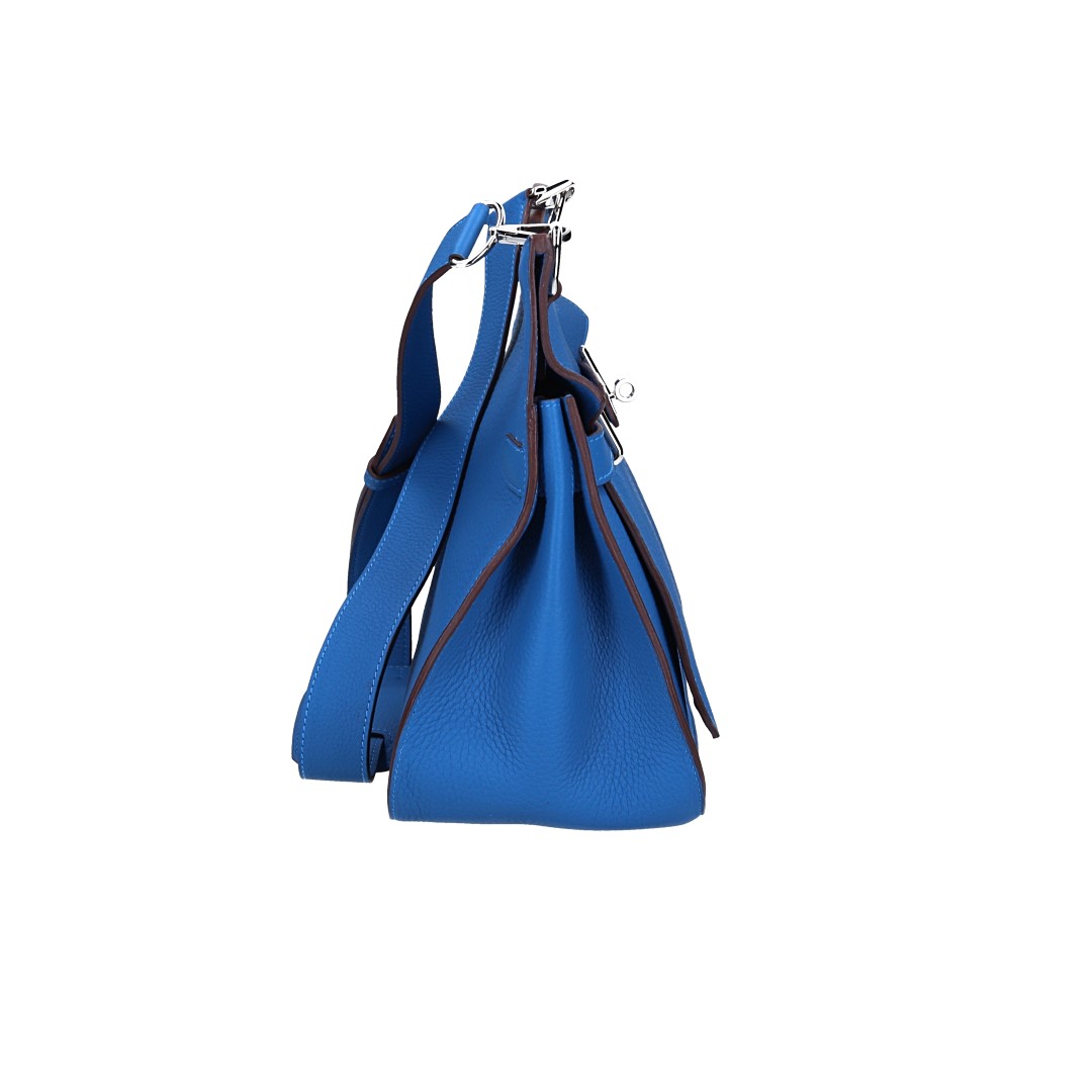 HERMÈS JYPSIÈRE  34 HANDTASCHE AUS CLÉMENCE-JUNGSTIERLEDER IN BLEU MYKONOS MIT PHW