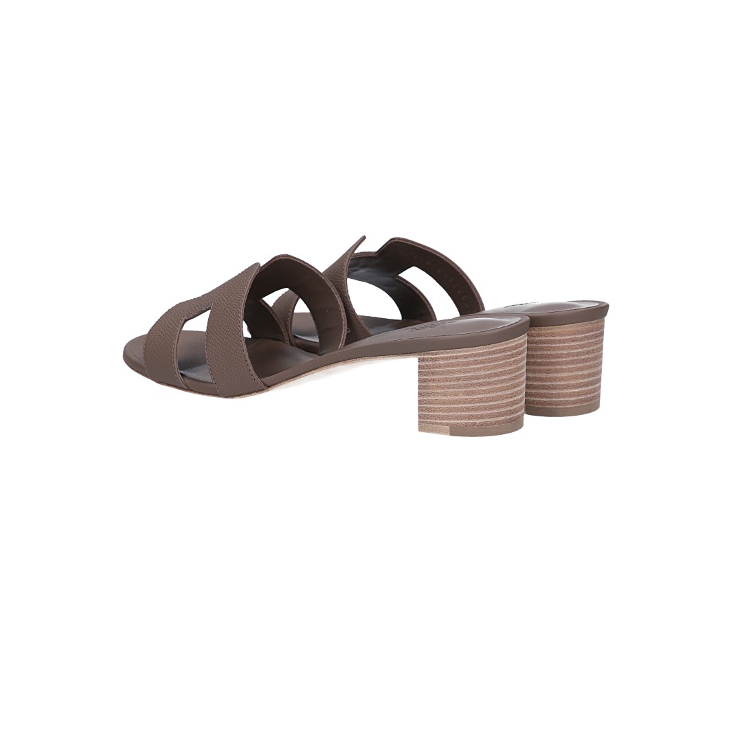 HERMÈS SANDALEN SCHUHE 'OASIS' AUS VEAU EPSOM IN ETOUPE IN GR. 40