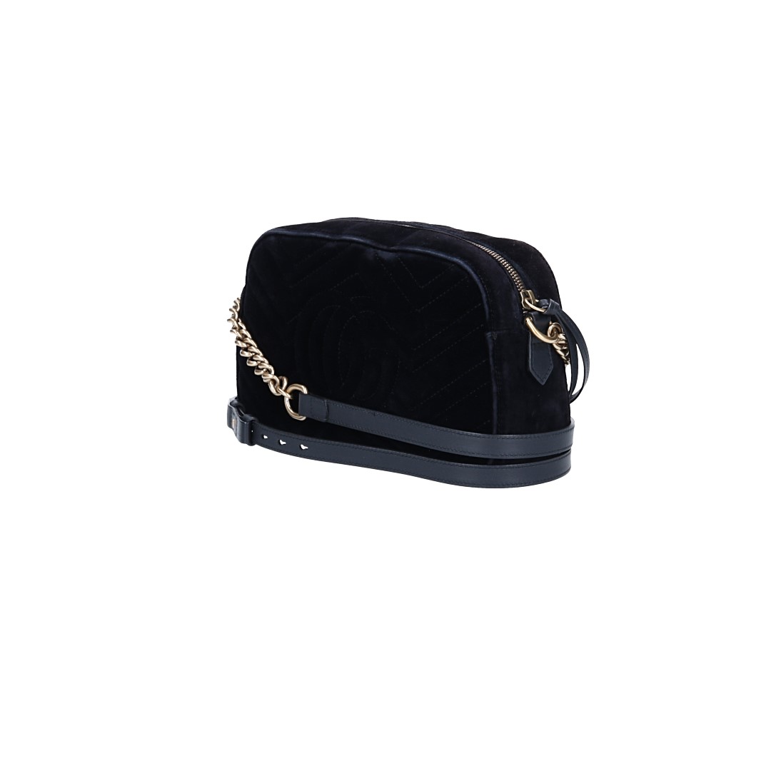 GUCCI HANDTASCHE 'KLEINE GG MARMONT' AUS MATÉLASSE VELVET IN SCHWARZ AGHW