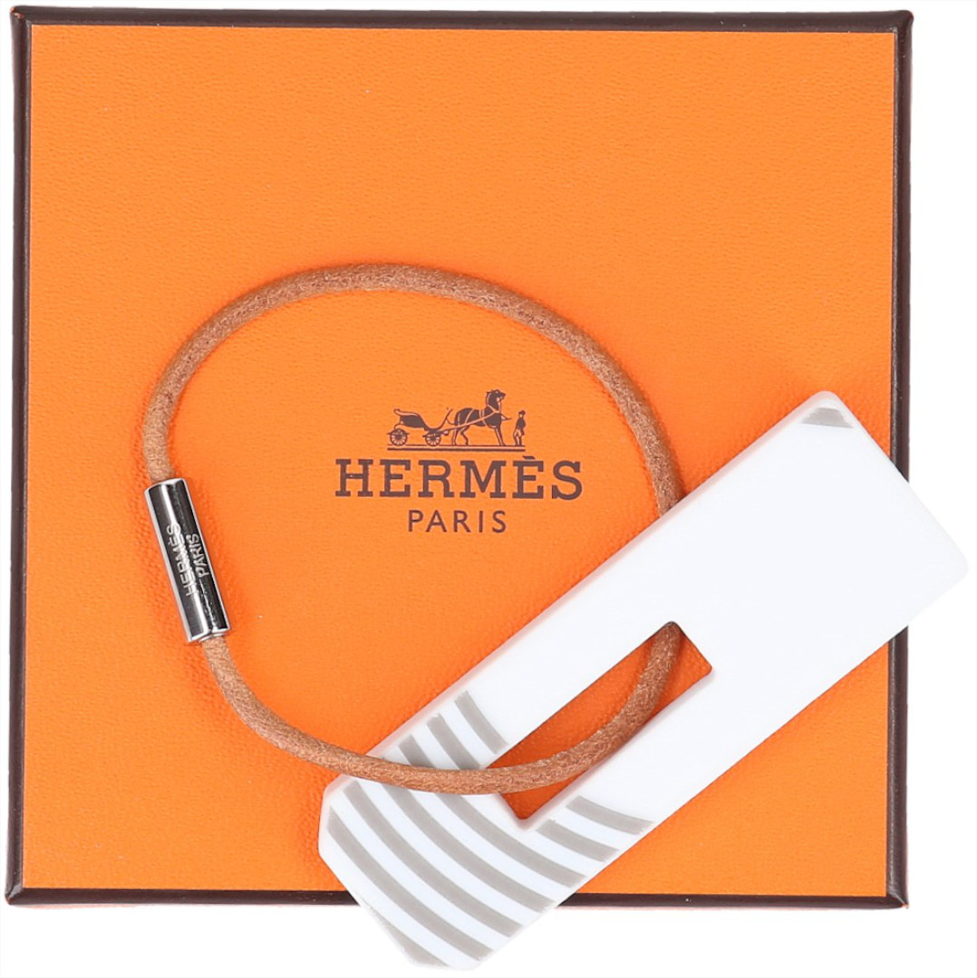 HERMÈS PETIT H ANHÄNGER AUS PORZELLAN UND RINDSLEDER