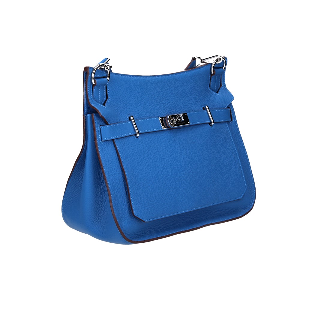 HERMÈS JYPSIÈRE  34 HANDTASCHE AUS CLÉMENCE-JUNGSTIERLEDER IN BLEU MYKONOS MIT PHW