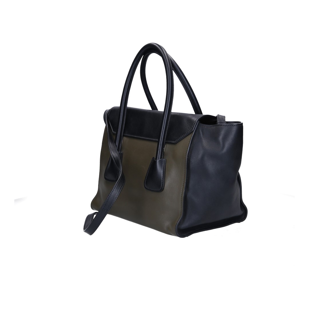 45769-Prada-Henkeltasche_2D_0007 PRADA HANDTASCHE AUS LEDER IN OLIVE UND SCHWARZ