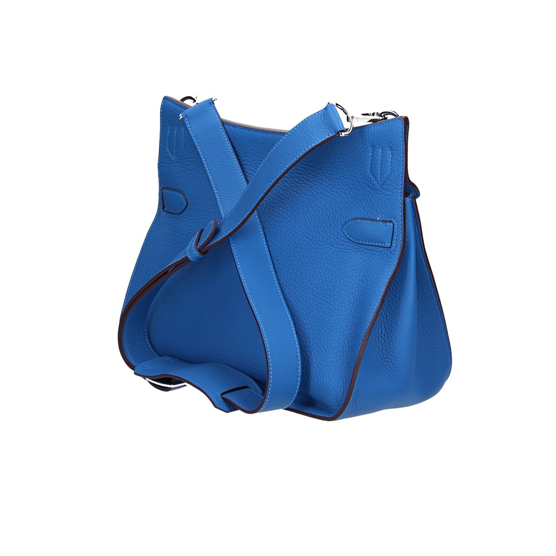 HERMÈS JYPSIÈRE  34 HANDTASCHE AUS CLÉMENCE-JUNGSTIERLEDER IN BLEU MYKONOS MIT PHW