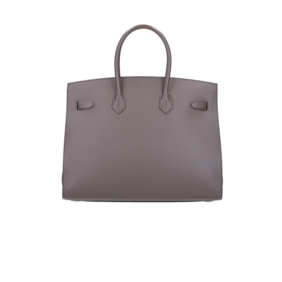 HERMÈS BIRKIN 35 SELLIER HANDTASCHE AUS VEAU EPSOM IN ETOUPÉ MIT PHW
