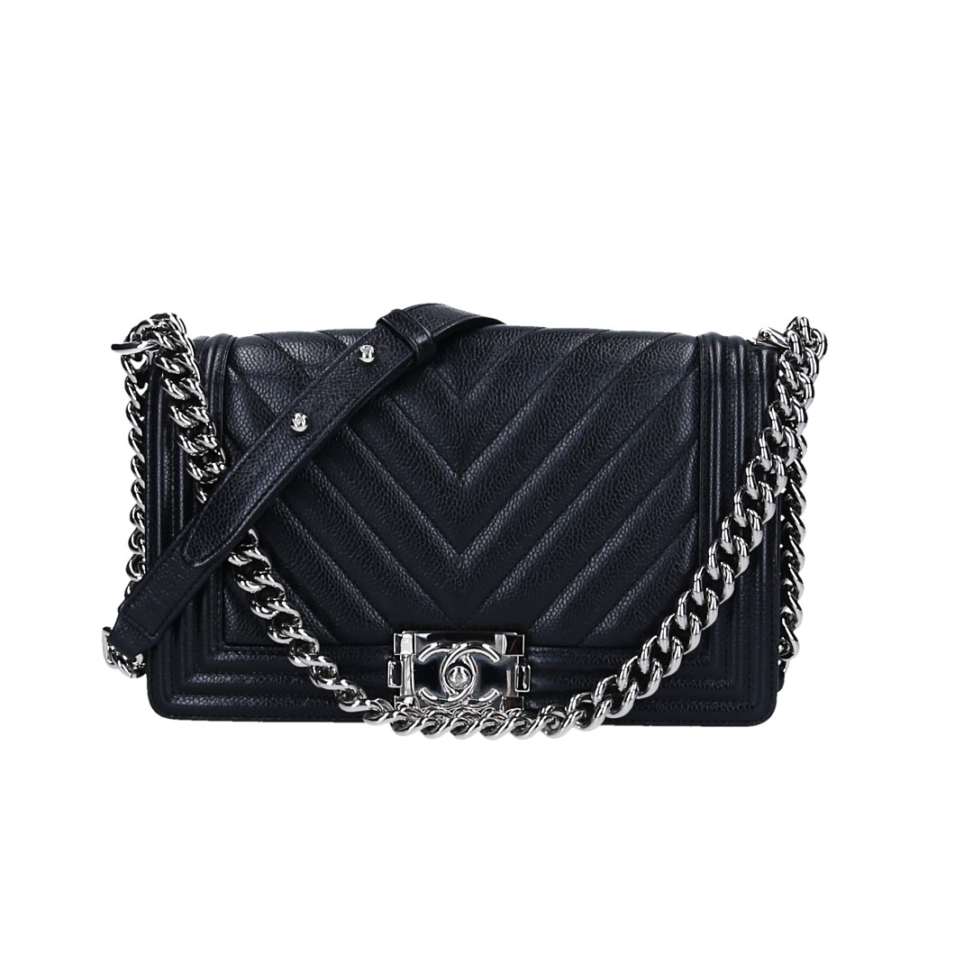 CHANEL BOY HANDTASCHE (MEDIUM) AUS KALBSLEDER IN SCHWARZ MIT SHW (A67086)