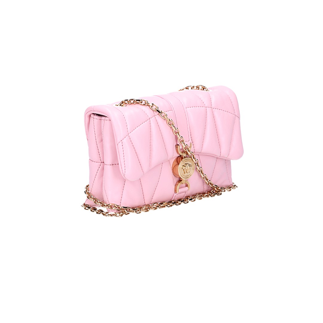 VERSACE MINIBAG KLEIO AUS GESTEPPTEM NAPPALEDER IN HELLROSA MIT GHW