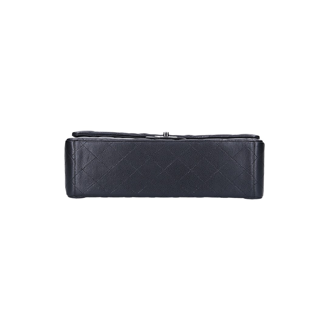 CHANEL TIMELESS DOUBLE FLAP HANDTASCHE (MAXI) AUS KALBSLEDER IN SCHWARZ MIT SGHW (A58601)