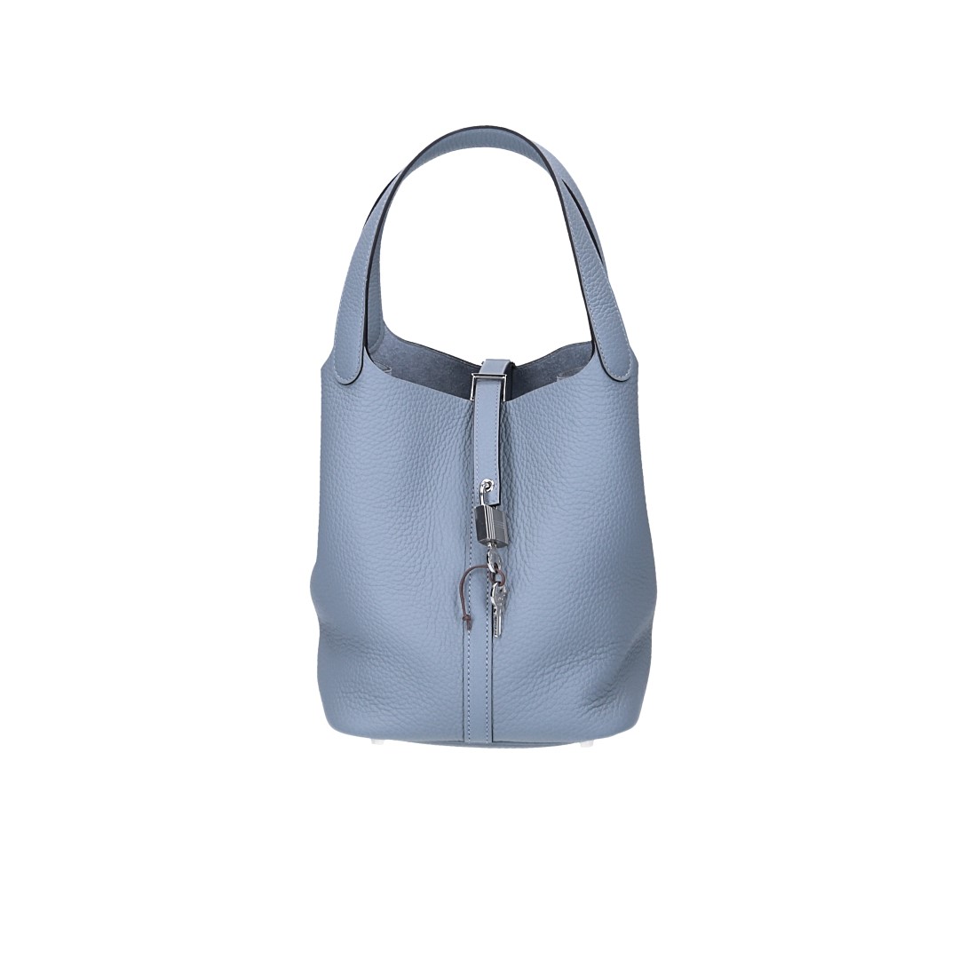 HERMÈS PICOTIN LOCK 22 HENKELTASCHE AUS TAURILLON CLEMENCE LEDER IN GRIS PANTIN MIT PHW