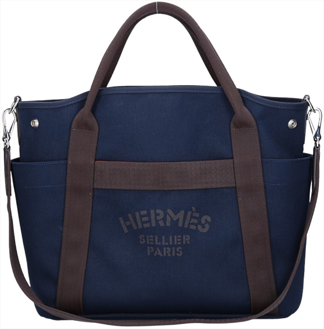 HERMÈS BOLIDE 35 HAND BAG MADE OF BARENIA LEATHER IN DARK BROWN AND TOILE GM WITH GHW