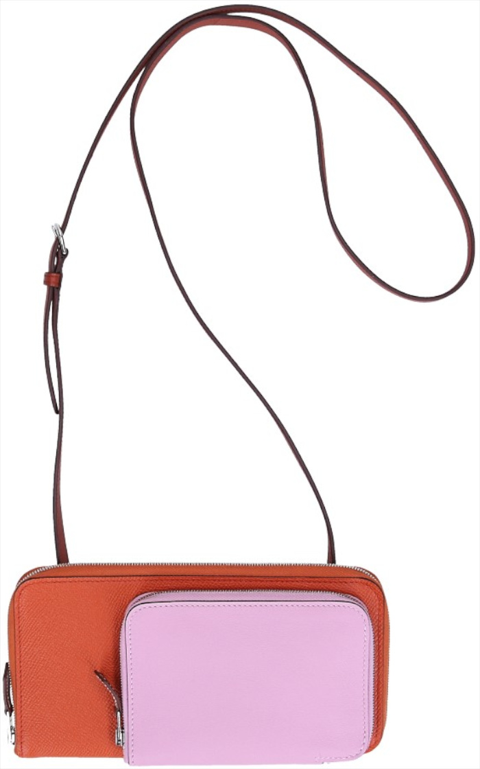 HERMÈS NOUVEAU TO GO AUS EPSOM UND SWIFT LEDER IN MAUVE SYLVESTRE/TERRE BATTUE/CUIVRE/CABAN MIT PHW