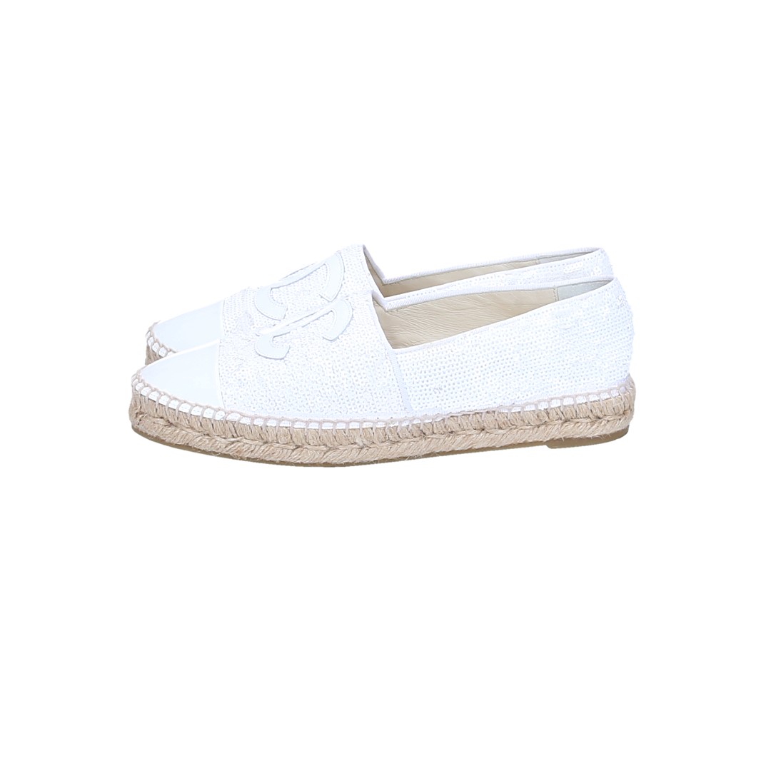 48703-Chanel-Spadrilles-Weiss_2D_0003 CHANEL ESPADRILLES MIT PAILETTEN IN WEISS GR. 40 (Z G29762)
