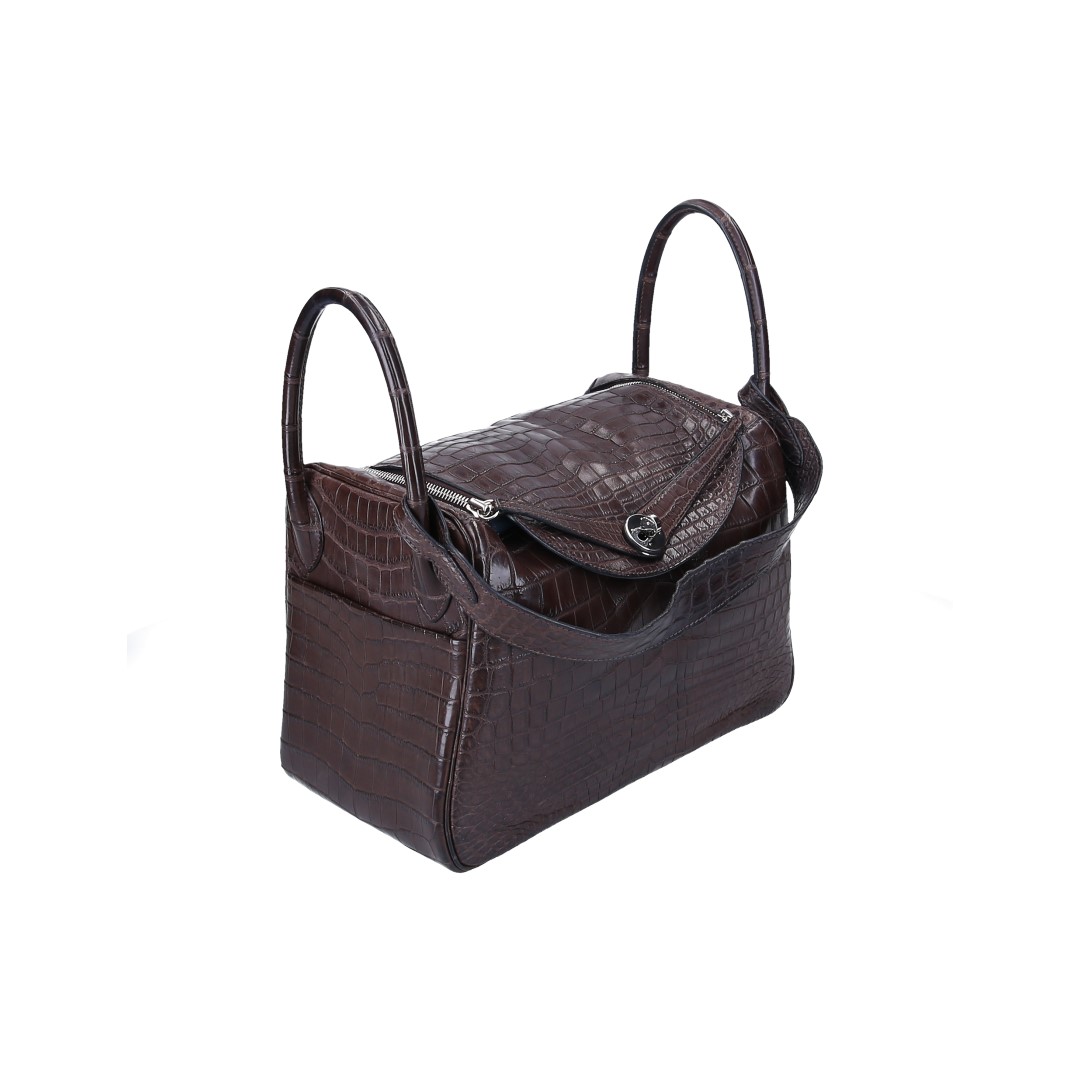 HERMÈS LINDY 30 HANDTASCHE AUS CROCODYLUS-NILOTICUS IN HAVANE MIT PHW