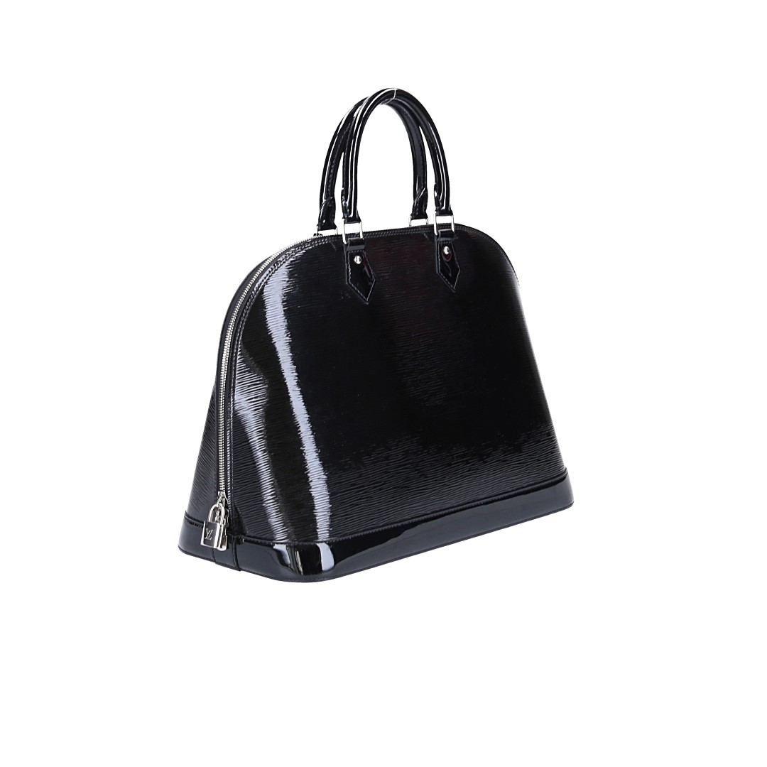 LOUIS VUITTON ALMA MM HENKELTASCHE AUS EPI ELECTRIC LACKLEDER IN NOIR