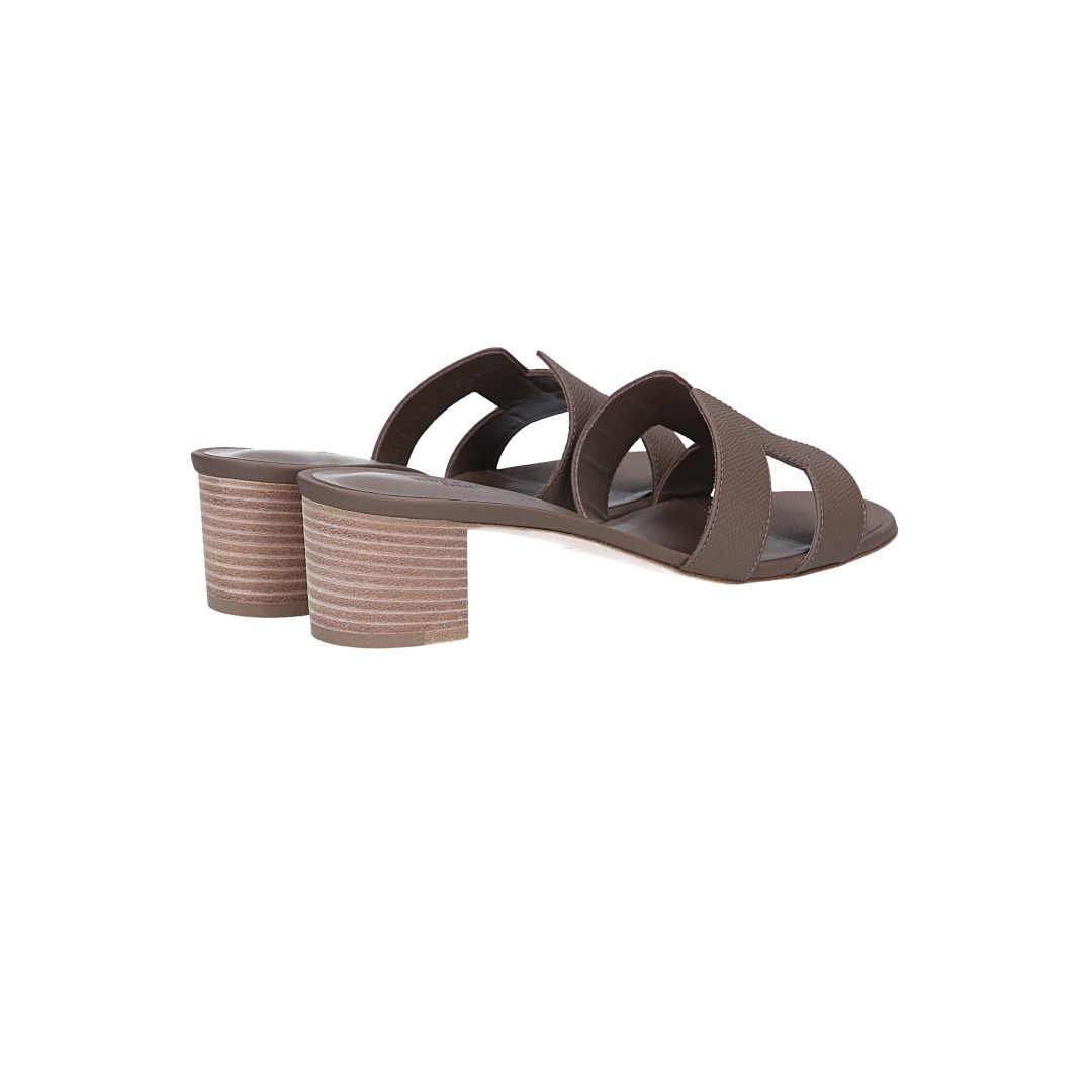 HERMÈS SANDALEN SCHUHE 'OASIS' AUS VEAU EPSOM IN ETOUPE IN GR. 40