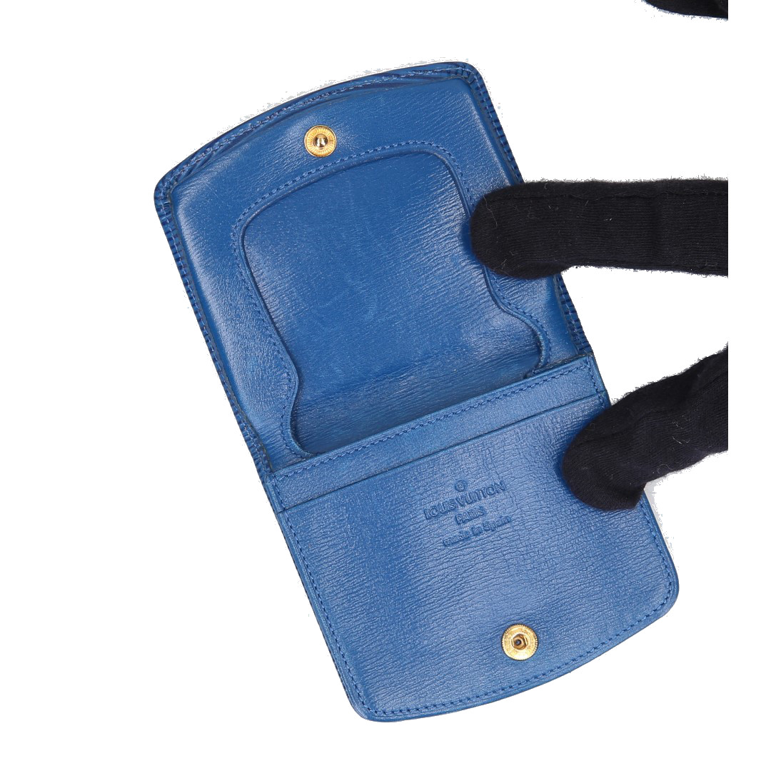 LOUIS VUITTON GELDBÖRSE PORTE-MONNAIE COUVETTE SOUPLE AUS EPI LEDER IN TOLEDO BLAU
