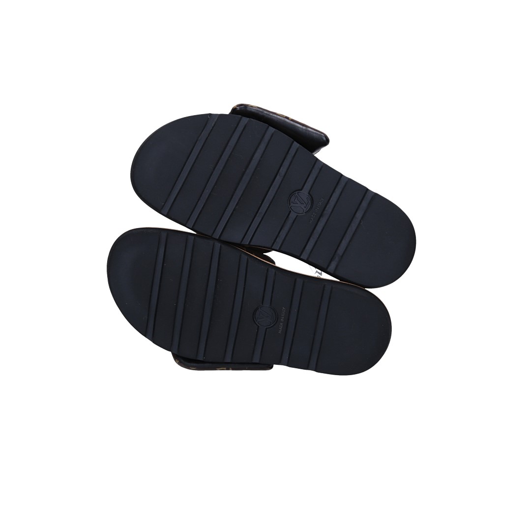 LOUIS VUITTON PANTOLETTEN SCHUHE 'POOL PILLOW COMFORT' AUS MONOGRAM NYLON IN CACAO GR. 41 (1AAEC0)