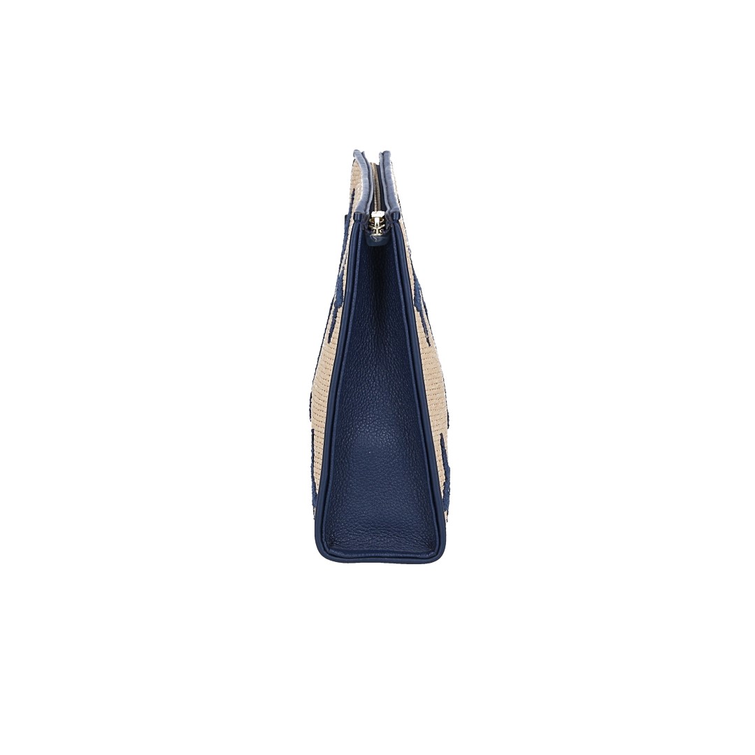 LOUIS VUITTON POCHE TOILETTE 26 CLUTCH AUS MONOGRAM RAFFIA IN BLEU (M80352)