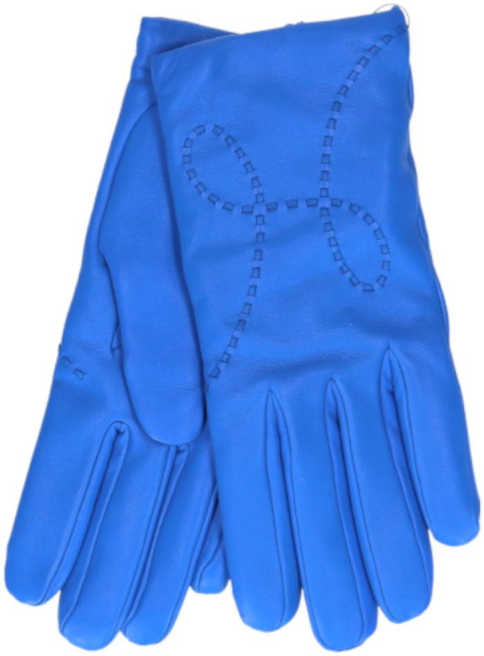HERMÈS DAMEN-HANDSCHUHE 'LISBONNE' AUS GLACÉ-LAMMLEDER IN BLEU IN GR. 7,5