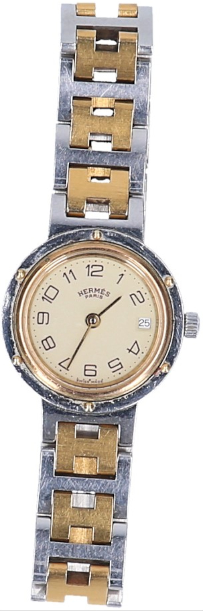HERMÈS ARMBAND-UHR 'CLIPPER' AUS STAHL