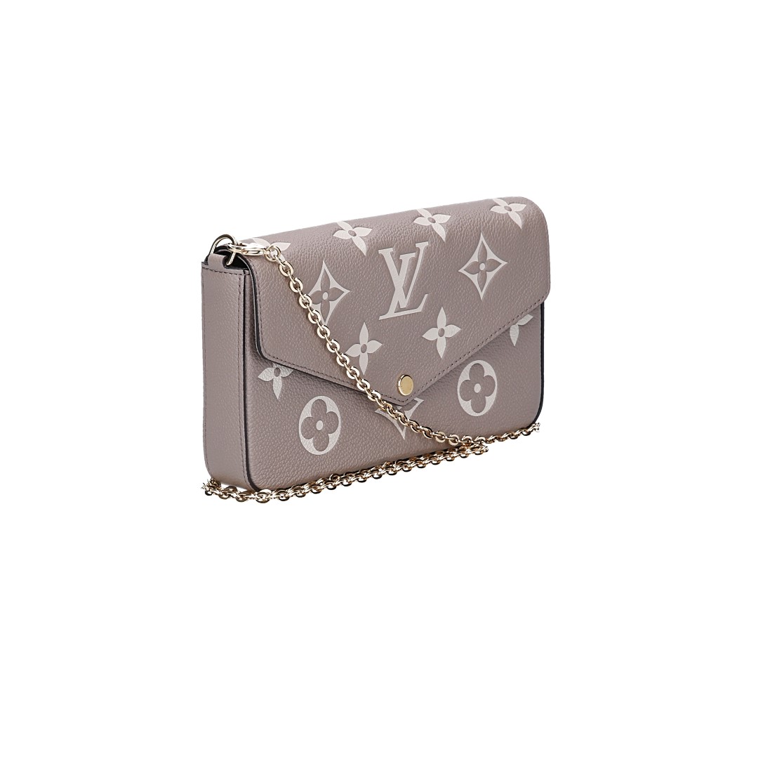 LOUIS VUITTON FÉLICIE POCHETTE HANDTASCHE AUS MONOGRAM EMPREINTE LEDER IN TOURTERELLE/CREME (M69977)