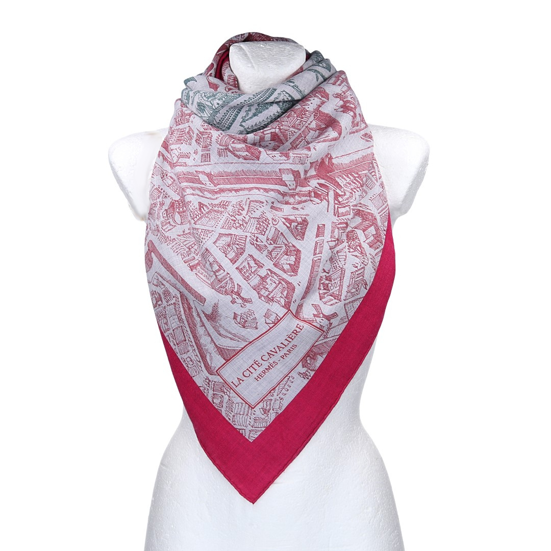 HERMÈS CASHMERE/SILK SCARF 140 x 140 CM SCARF 'FANTAISIE D'ETRIERS' BY VIRGINIE JAMIN