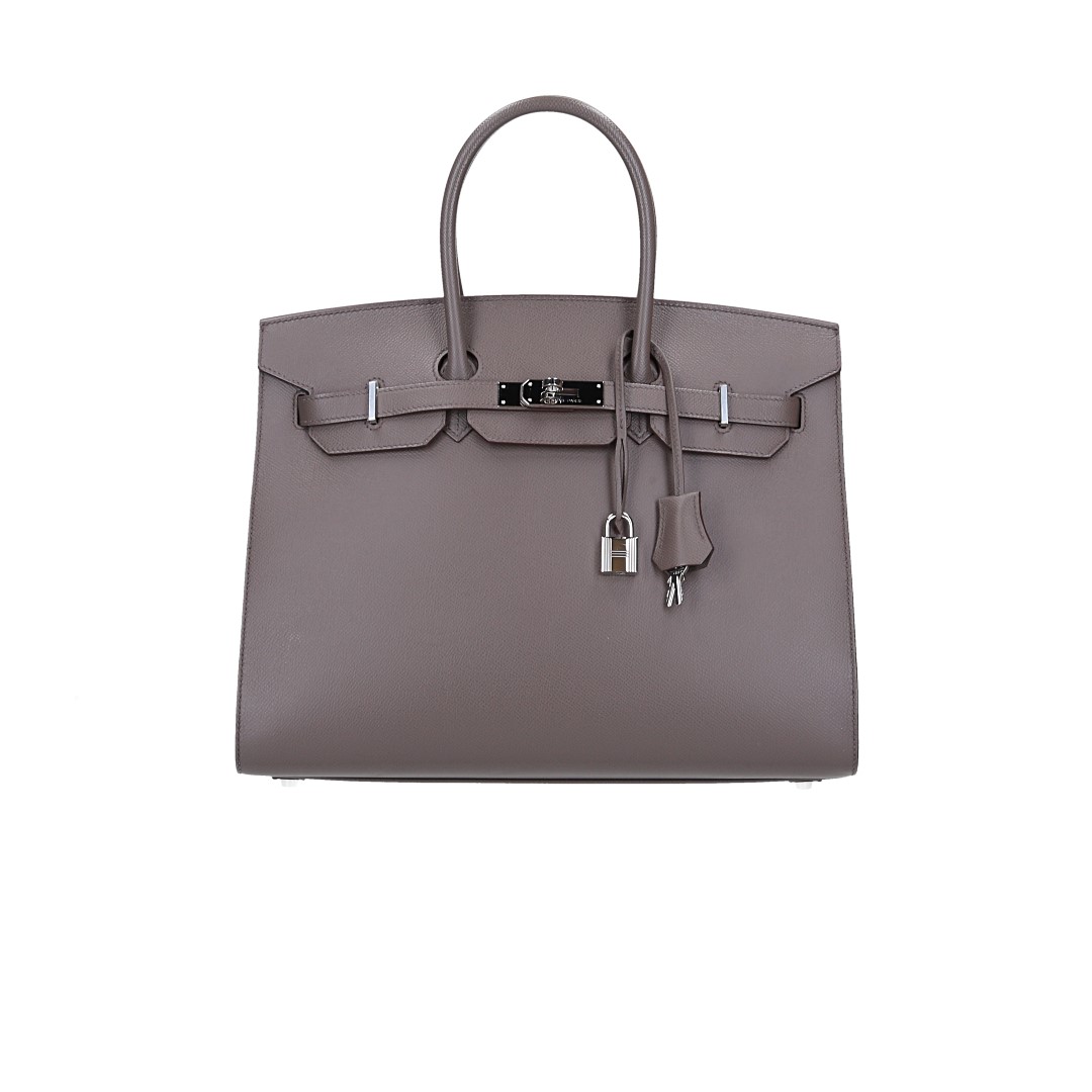 HERMÈS BIRKIN 35 SELLIER HANDTASCHE AUS VEAU EPSOM IN ETOUPÉ MIT PHW