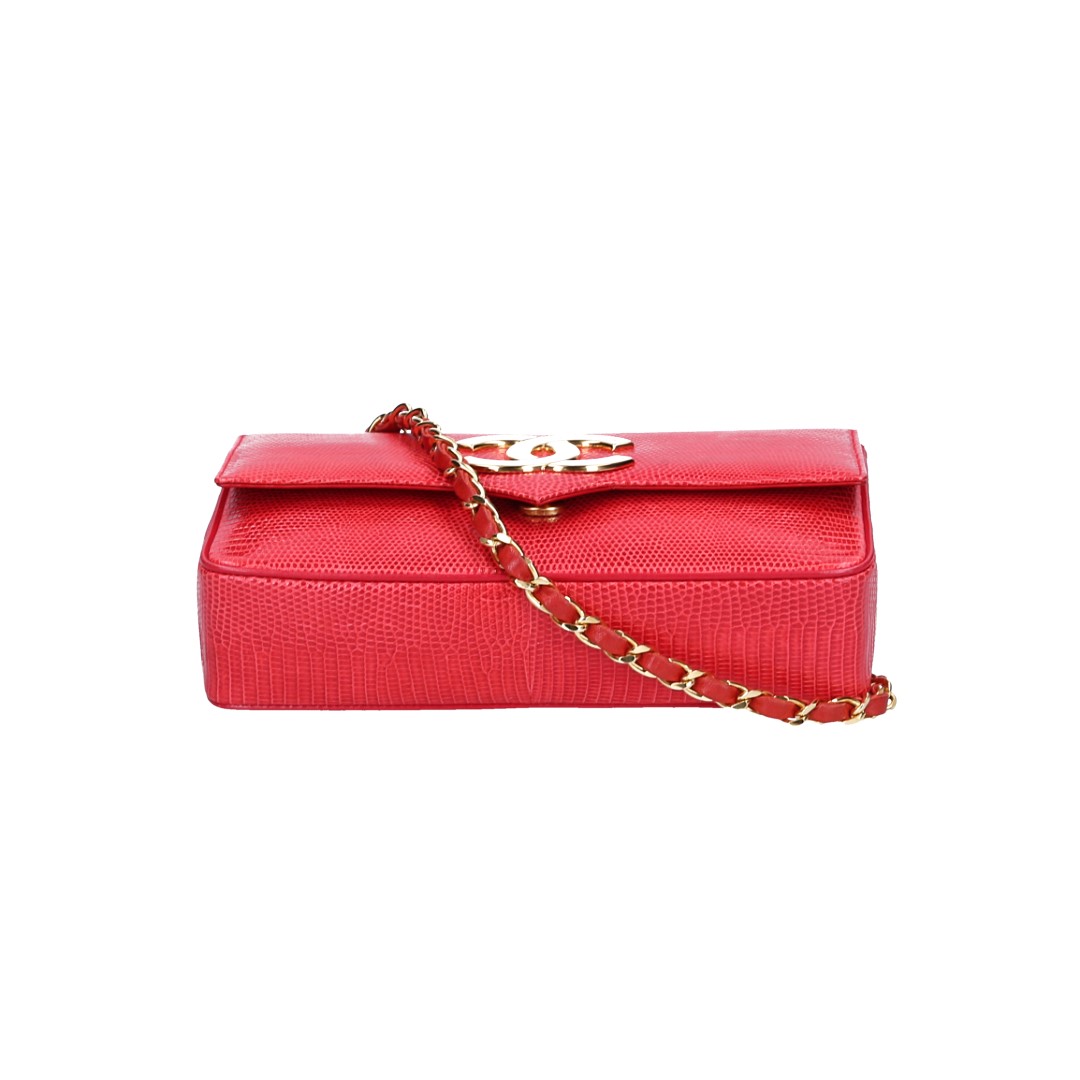 50978-Chanel-Flap-Bag_2D_0010 CHANEL SINGLE FLAP HANDTASCHE AUS ECHSEN-LEDER IN DER FARBE ROT MIT GHW