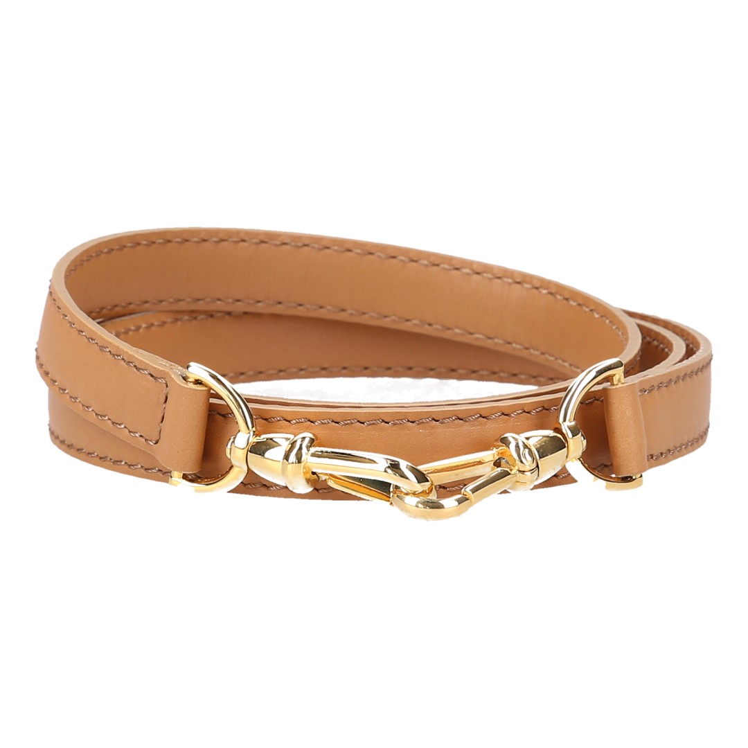 WHOISLOUIS.COM SCHMALER SCHULTERRIEMEN CANNES AUS LEDER IN NATUR/GOLD