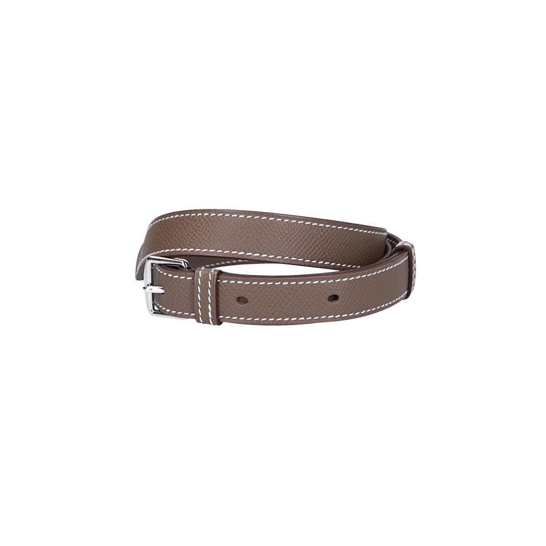 HERMÈS SHOULDER STRAP 'ZIGZAG' MADE OF SWIFT CALF LEATHER AND TEXTILE IN GOLD/WHITE/GOLD WITH GHW