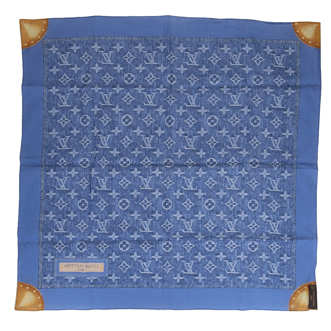 46333-Louis-Vuitton-Tuch_2D_0003 LOUIS VUITTON BANDANA 'MONOGRAM DENIM' AUS BAUMWOLLE IN BLEU