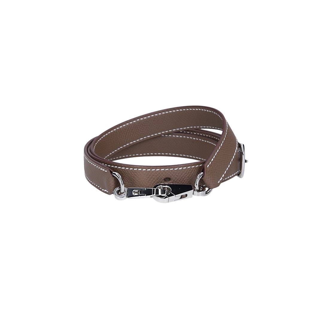 HERMÈS SHOULDER STRAP 'ZIGZAG' MADE OF SWIFT CALF LEATHER AND TEXTILE IN GOLD/WHITE/GOLD WITH GHW