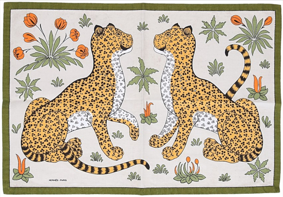 Hermès 3 x Table Sets Made of Cotton 'Mascara Bacchic and Vines of Grape'