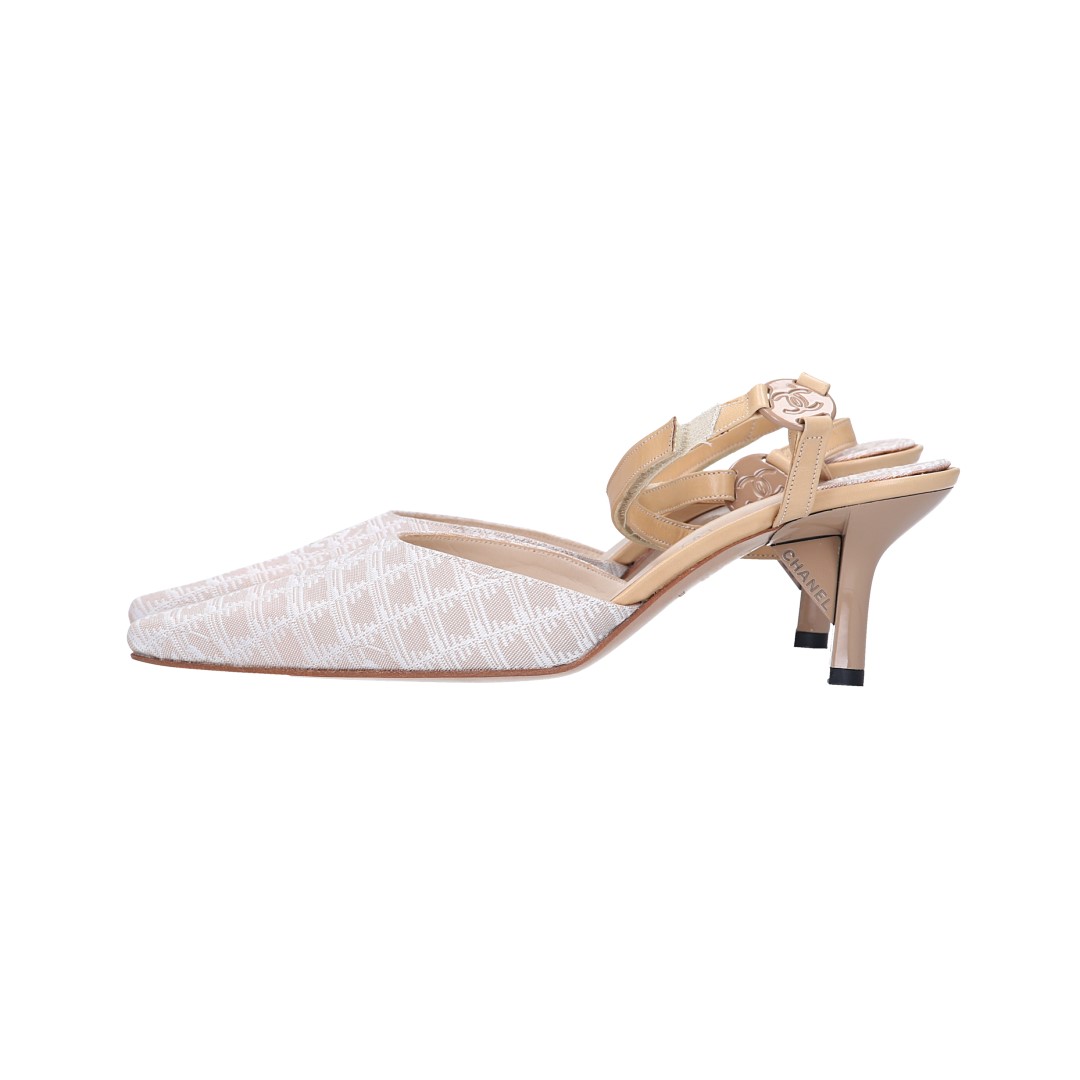 47635_Chanel_Schuhe_2D_0004 CHANEL PUMPS AUS NEW TRAVEL LINE NYLON IN BEIGE GR. 35,5 (B23102F)