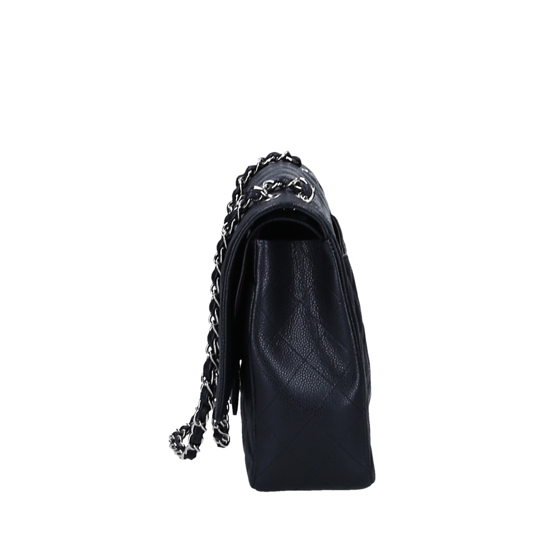 CHANEL TIMELESS DOUBLE FLAP HANDTASCHE (MAXI) AUS KALBSLEDER IN SCHWARZ MIT SHW (A58601)