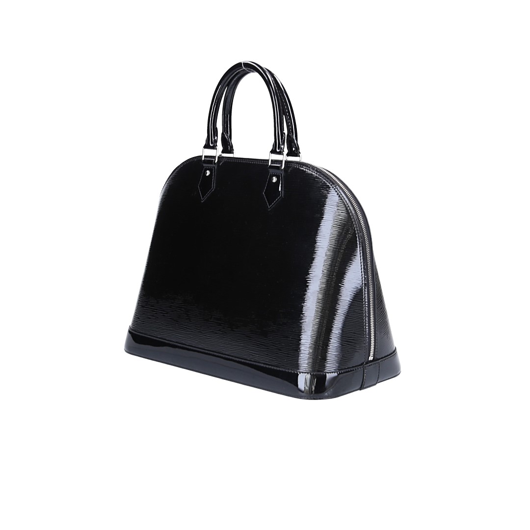 LOUIS VUITTON ALMA MM HENKELTASCHE AUS EPI ELECTRIC LACKLEDER IN NOIR