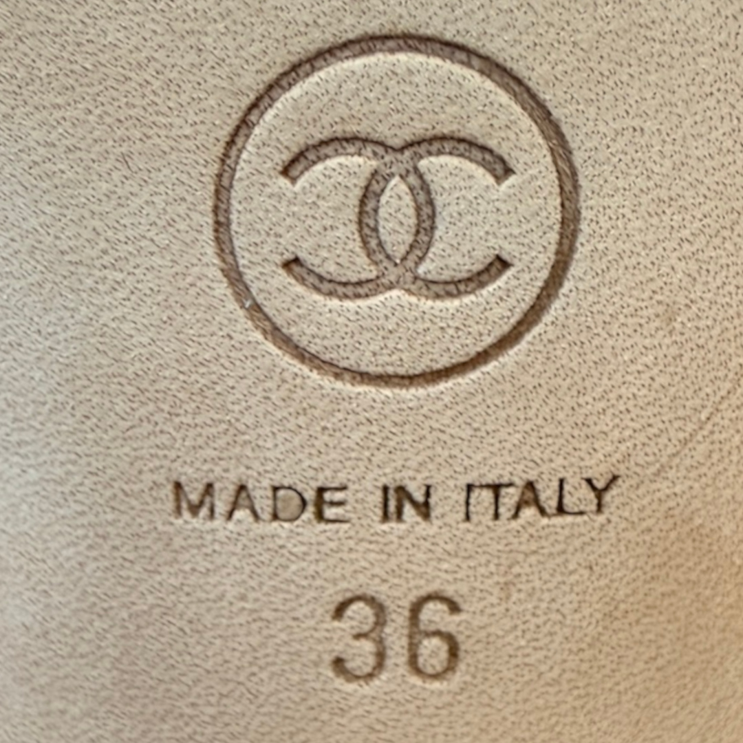 CHANEL SLINGPUMPS SCHUHE AUS LEDER IN SILBERN GR. 36 (A G311318)