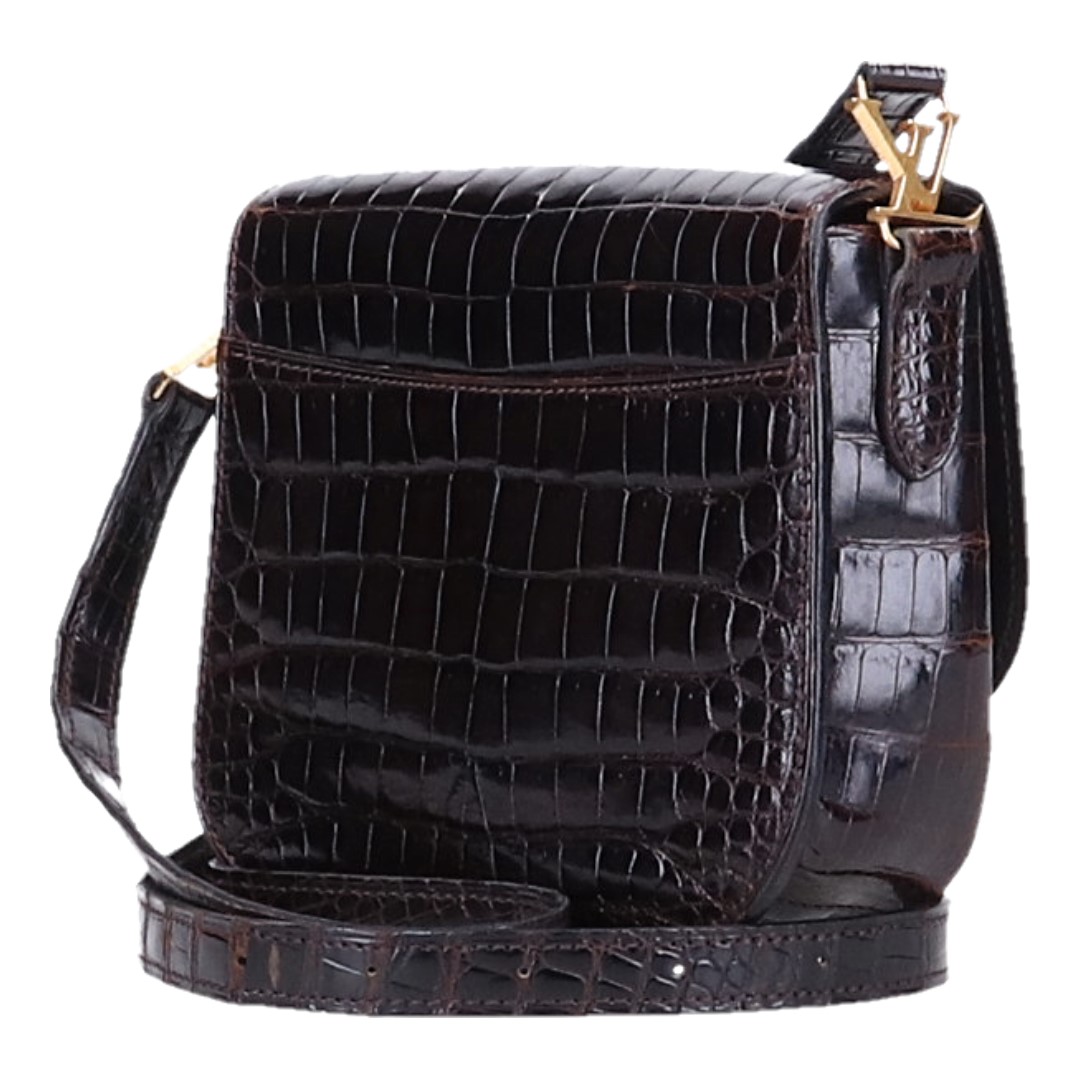 33906-Louis-Vuitton-Umh-ngetasche_2D_0007 LOUIS VUITTON SAINT CLOUD UMHÄNGETASCHE AUS NEUGUINEA KROKODIL IN MARRON BRAUN