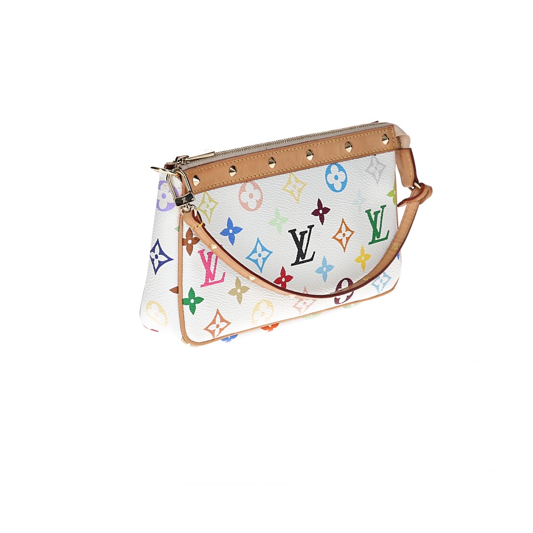 LOUIS VUITTON POCHETTE ACCESSOIRES CLUTCH AUS MONOGRAM MULTICOLORE CANVAS IN BLANC (M92649)