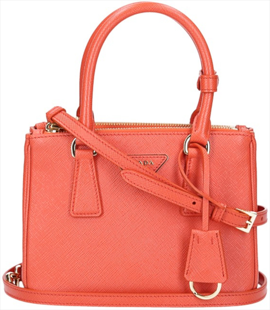 PRADA GALLERIA MINI HANDTASCHE AUS SAFFIANO LEDER IN ORANGE MIT GHW