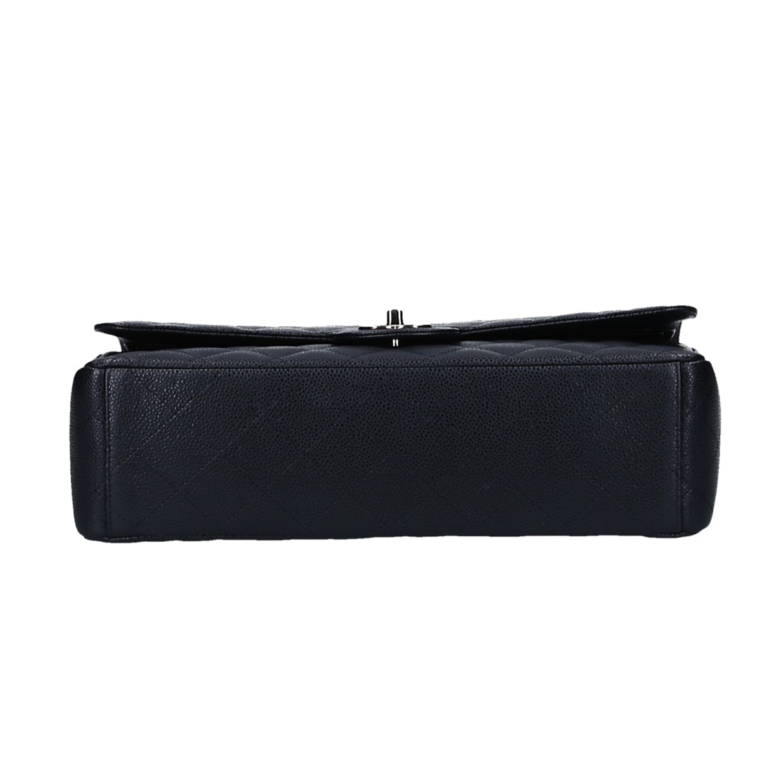 CHANEL TIMELESS DOUBLE FLAP HANDTASCHE (MAXI) AUS KALBSLEDER IN SCHWARZ MIT SHW (A58601)