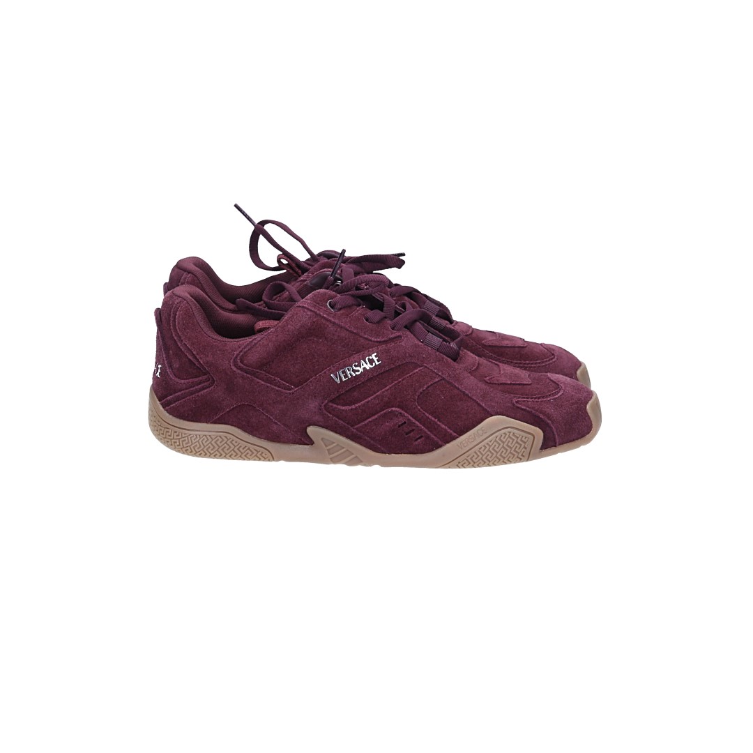 VERSACE SNEAKER SCHUHE 'GALAXIA' AUS KALBSLEDER IN BURGUNDERROT GR. 39