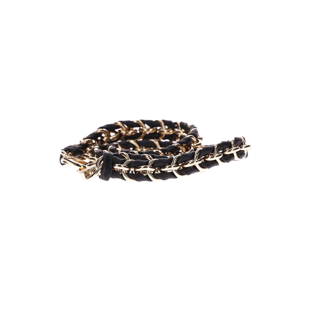 47205_Louis-Vuitton_2D_0003 LOUIS VUITTON SCHULTERKETTE AUS GOLDFARBENEM METALL UND SCHWARZEM LEDER