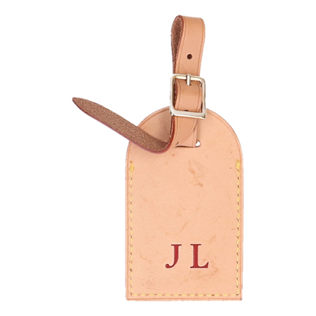 LOUIS VUITTON - JL - ADRESSANHÄNGER - TRAVEL TAG MIT INITIALEN AUS VVN LEDER IN MITTELBRAUN