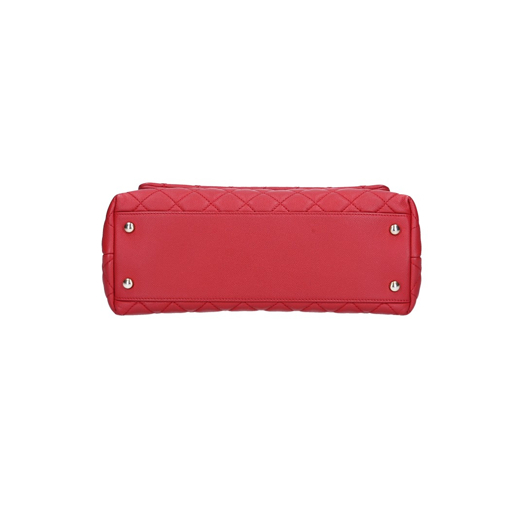 CHANEL GROßE PATTENTASCHE 'COCO HANDLE' AUS GENARBTEM KALBSLEDER (A92991)